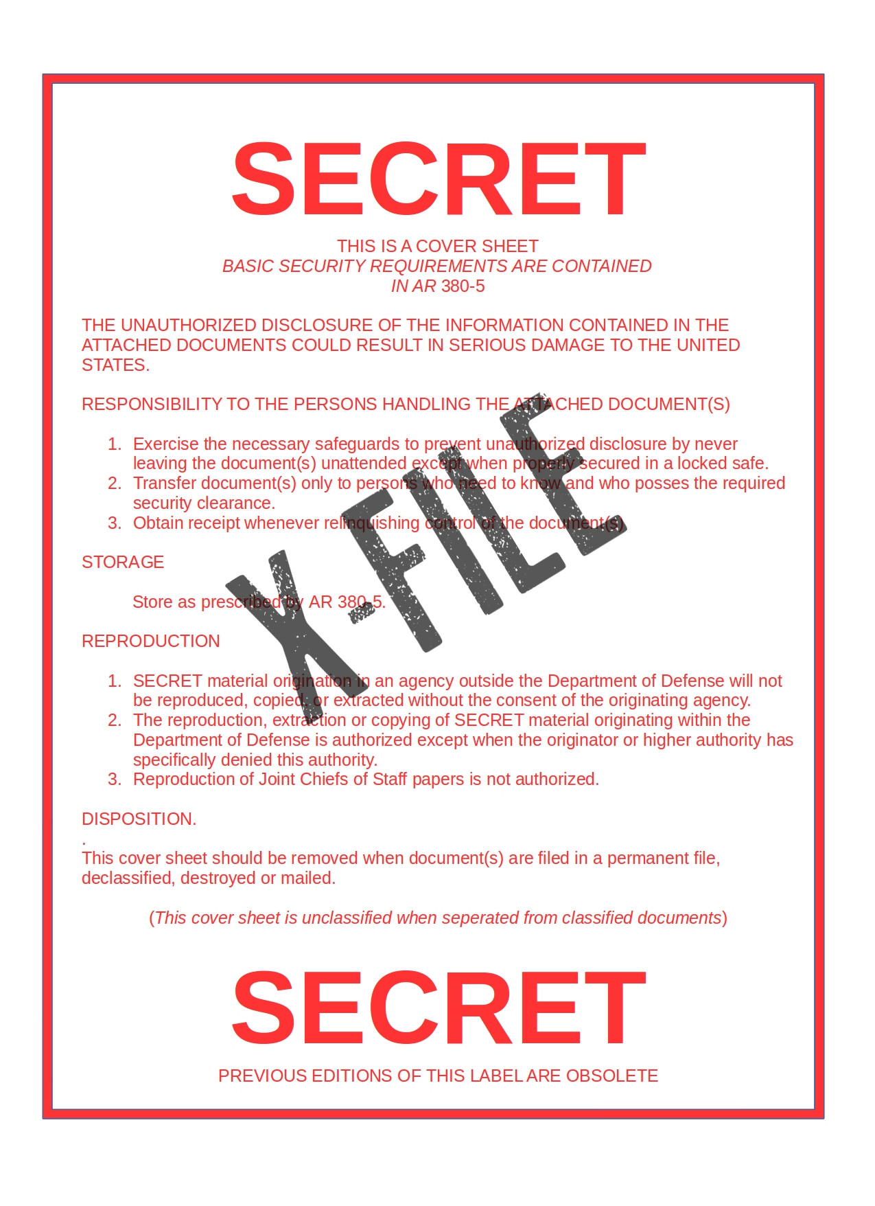 Top Secret File Folder Cover Letter